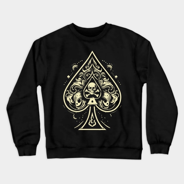 The Ace of Spades with a Skull & Crossbones Crewneck Sweatshirt by KO&ZO